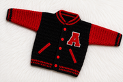 🖤❤️ Handmade Crochet Varsity Baby Jacket
