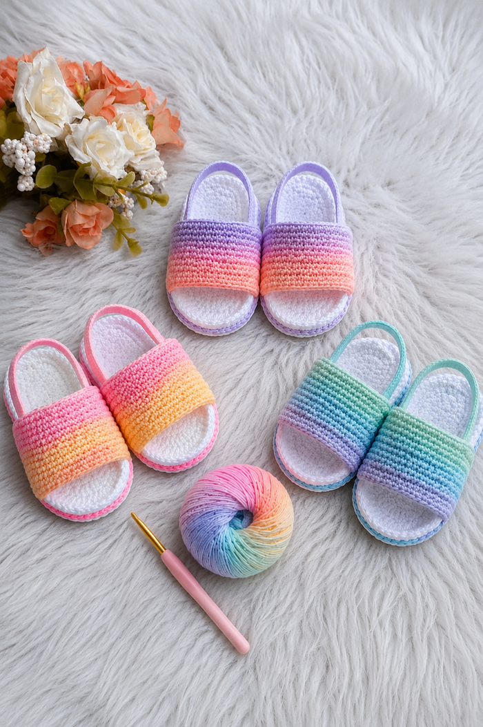 Pastel Dreams Crochet Baby Sandal Set